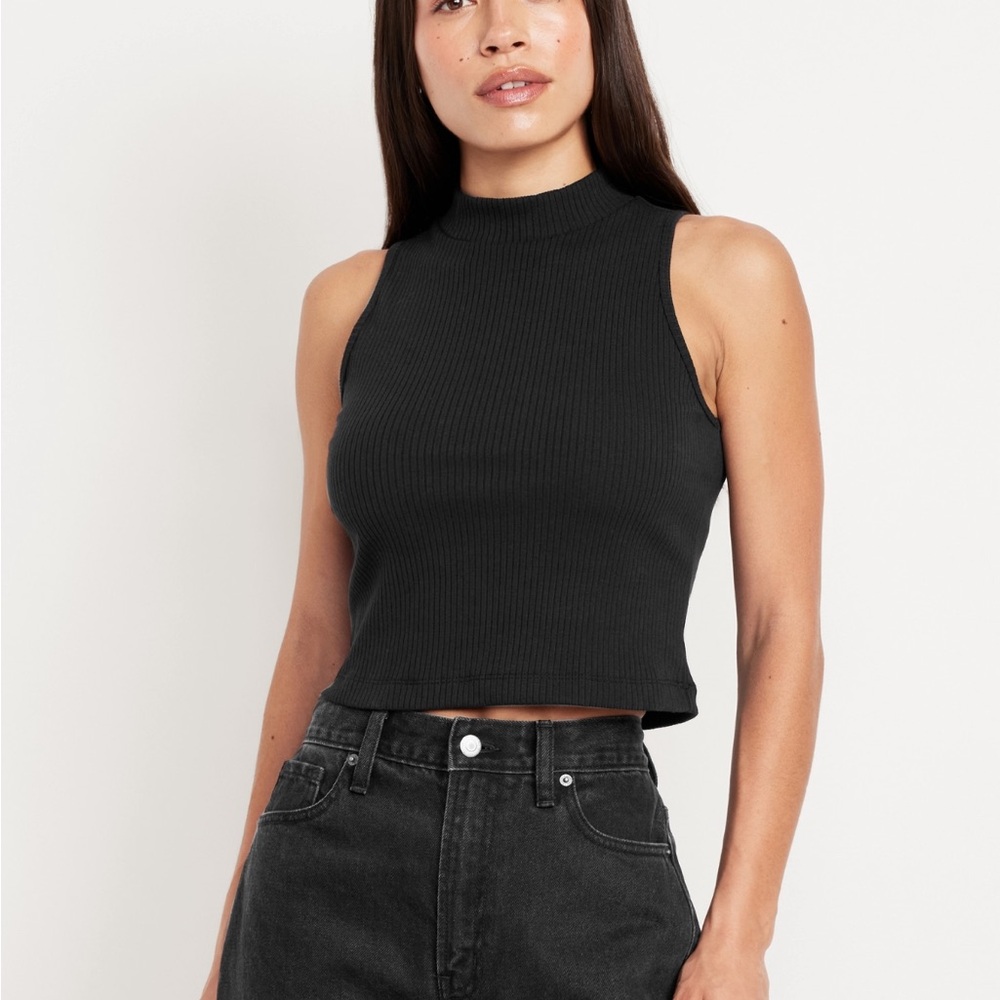 Mock Neck Ribbed Tank Top